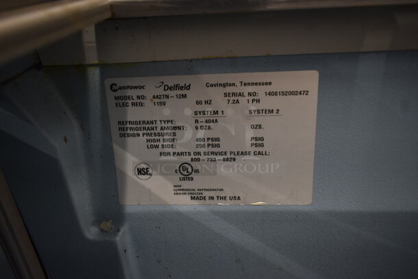 2014 Delfield 4427N-12M Stainless Steel Commercial Prep Table on Commercial Casters. 115 Volts, 1 Phase. Tested and Powers On But Does Not Get Cold
 - Image 5 of 5