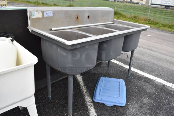 Stainless Steel Commercial 3 Bay Sink w/ Faucet and Handles. 60x28x42. Bays 17x22x11 - Image 3 of 4