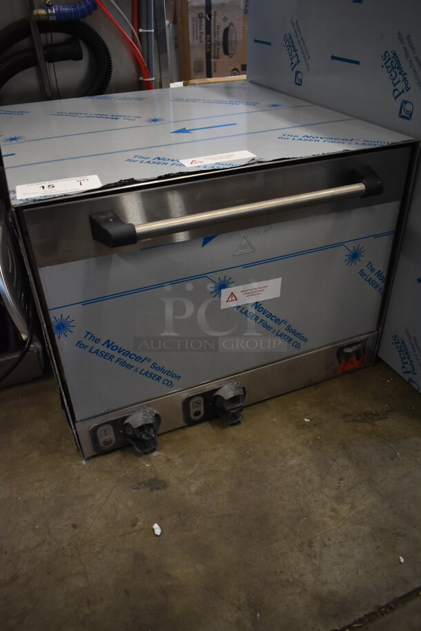 BRAND NEW SCRATCH AND DENT! Vollrath POA 8002 40848 Stainless Steel Commercial Countertop Electric Pizza Oven with 2 Ceramic Decks. See Pictures for Broken Cooking Stones. 208-240 Volts, 1 Phase.  - Image 2 of 7