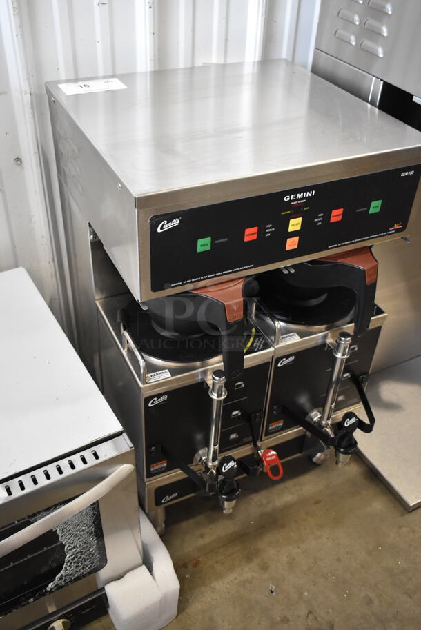 	BRAND NEW SCRATCH AND DENT! Curtis GEM-12D-10 Stainless Steel Commercial Countertop Double Coffee Machine w/ Hot Water Dispenser, 2 Satellite Servers and 2 Poly Brew Baskets. 220 Volts, 1 Phase. - Image 3 of 10