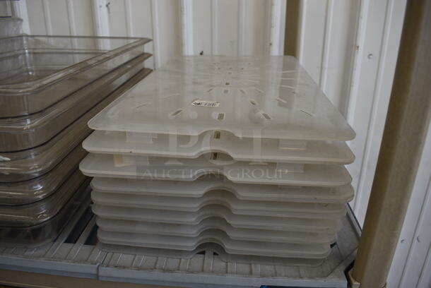 ALL ONE MONEY! BRAND NEW Lot of 8 Various Clear Full Size Drop In Bins and 16 Straining Inserts. 1/1x6, 1/1x2.5 - Image 2 of 5