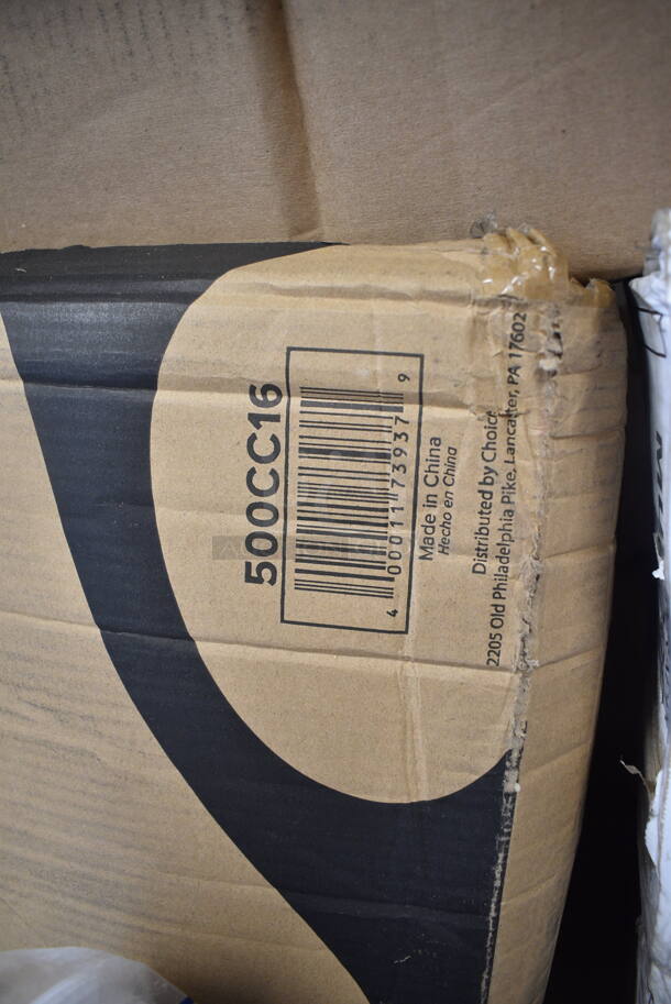 PALLET LOT of 30 BRAND NEW Boxes Including 433QLINERBL Baker's Lane 16x24 Full Size Quilon, 2 Box Choice Neon Jumbo Straws, 130HCUTTWR Visions Individually Wrapped Plastic Spoon, 164WHCKDNAT Lancaster Table & Seating Standard Height Wooden High Chair with Natural Finish - Unassembled, 999RP10 Visions Wave 10" Plates, 500CC16 Choice Clear PET Customizable Plastic Cold Cup - 16 oz. - 1000/Case, Y12S Dart Squat Plastic Cold Cup, P55 Heavy Patty Sheets, 50016C Choice 16 oz. Coffee Print Poly Paper Hot Cup - 1000/Case, Tuxton GAS-008 TuxTrendz Artisan Sagebrush 11 5/8" China Plate - 12/Case, DBP09W Dixie Basic 8 1/2" White Light Weight Paper Plate - 500/Case, 433W4BGC Choice White Paper Bag, Popcorn Bags. 30 Times Your Bid! - Image 10 of 12