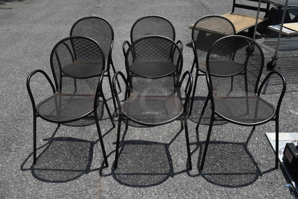 6 Black Stackable Patio Mesh Chairs. Condition May Vary. 6 Times Your Bid! 