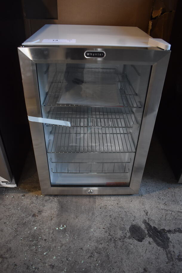 BRAND NEW SCRATCH AND DENT! Whynter BR-091WS Countertop Electric Powered Reach-In Display Glass Door Freezer With Stainless Steel Trim And Slide Out Wire Shelves. 115V/1 Phase Tested and Working!
