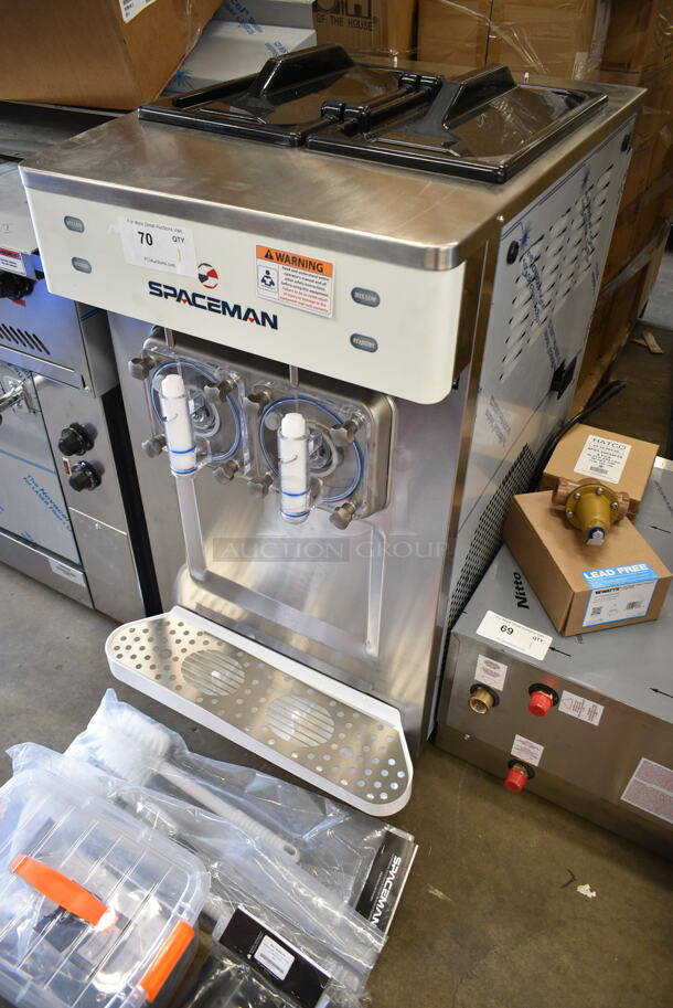 BRAND NEW! Spaceman 6690-CL Stainless Steel Commercial Countertop Air Cooled 2 Flavor Frozen Beverage Slushy Machine. 220 Volts, 1 Phase. - Image 3 of 12