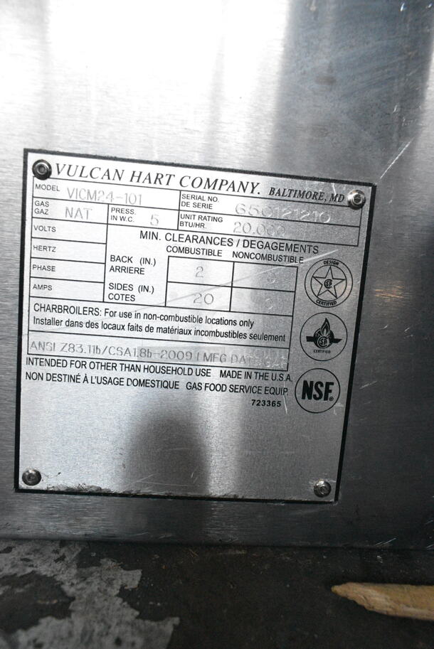 Vulcan VICM24-101 Stainless Steel Commercial Natural Gas Powered Cheese Melter. 20,000 BTU.  - Image 3 of 3