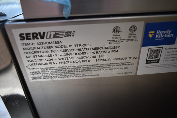 BRAND NEW SCRATCH AND DENT! ServIt 423HDM48SA Stainless Steel Commercial Countertop Full Service Heated Merchandiser Display Case. See Pictures for Missing Side Panel. 120 Volts, 1 Phase. Tested and Working! - Image 7 of 7