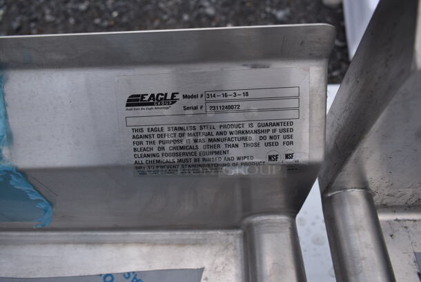 BRAND NEW SCRATCH AND DENT! Regency 600S12323224 Stainless Steel Commercial 3 Bay Sink w/ Dual Drain Boards. No Legs. Bay 16x20. Drain Boards 16x23 - Image 8 of 8