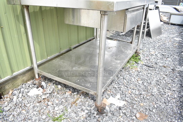 Stainless Steel Commercial Table w/ Drawer and Under Shelf on Commercial Casters.  - Image 3 of 5