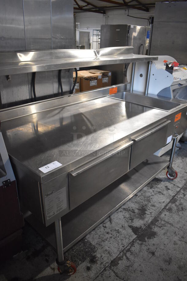 Baxter SP170R-M72 Stainless Steel Commercial Floor Style Steam Table w/ 2 Drawers, Under Shelf and Over Shelf on Commercial Casters. 120/208 Volts, 1 Phase. 72x31x55 - Image 8 of 9