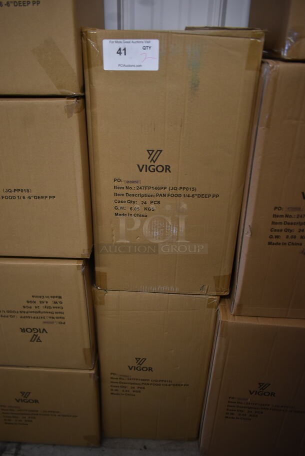 2 Boxes of 24 BRAND NEW! Vigor 247FP146PP 1/4 Size 6" Deep Translucent Polypropylene Food Pan. Missing 11 Pans. 2 Times Your Bid! - Image 2 of 4