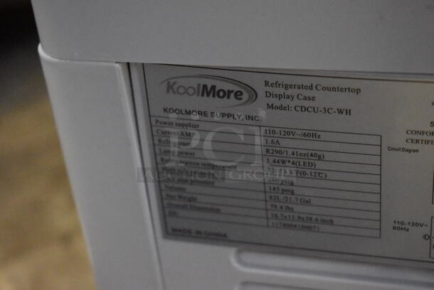 BRAND NEW SCRATCH AND DENT! KoolMore CDCU-3C-WH Metal Commercial Countertop Cooler Merchandiser. 110-120 Volts, 1 Phase. 17x16x36. Tested and Powers On But Temps at 48 Degrees - Image 5 of 5