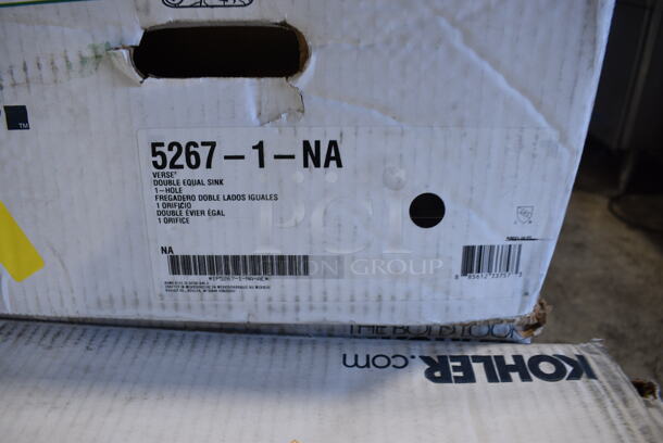 BRAND NEW IN BOX! Kohler 5267-1-NA Stainless Steel Double Equal Drop In Sink. 33x20x9. Bays 14.5x15.5x9 - Image 6 of 6