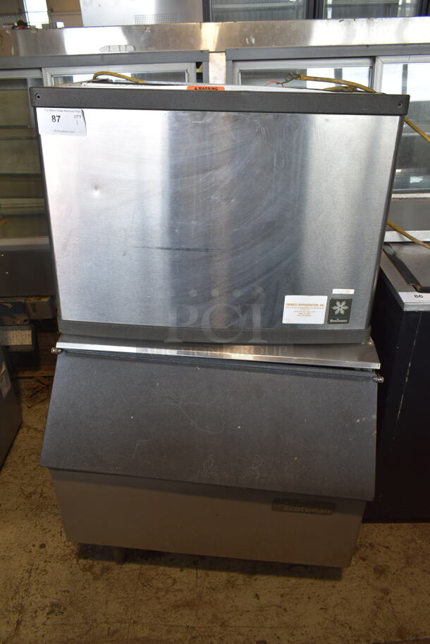 Manitowoc QY0604A Stainless Steel Commercial Ice Head on Scotsman Ice Bin. 208-230 Volts, 1 Phase.  - Image 1 of 9