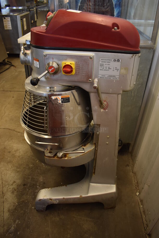 Axis AX-M30 Metal Commercial Floor Style 30 Quart Planetary Dough Mixer w/ Stainless Steel Mixing Bowl, Bowl Guard and Dough Hook Attachment. 110 Volts, 1 Phase. 22x25x44. Tested and Does Not Power On - Image 2 of 9