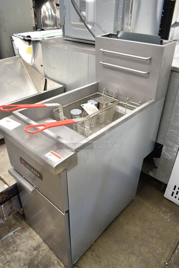 BRAND NEW SCRATCH AND DENT! Wilprep WP-F3-NG Stainless Steel Commercial Floor Style Natural Gas Powered Deep Fat Fryer w/ 2 Metal Fry Baskets. 90,000 BTU. - Image 2 of 8