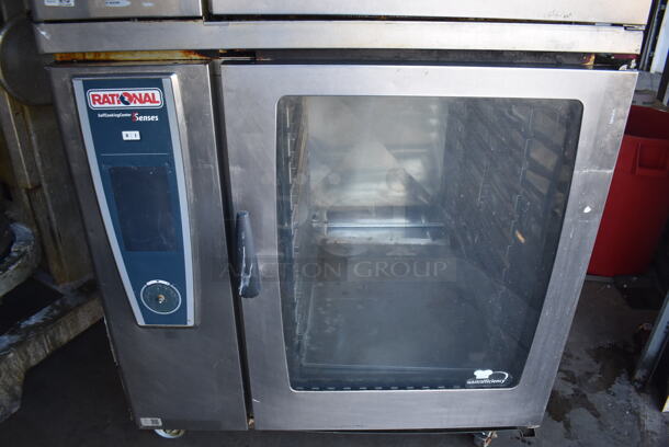 2 2015 Rational Stainless Steel Commercial Combitherm Self Cooking Center Convection Ovens on Commercial Casters. Top Model: SCC WE 62. Bottom Model: SCC WE 102. 480 Volts, 3 Phase. 42x41x73. 2 Times Your Bid!  - Image 6 of 11