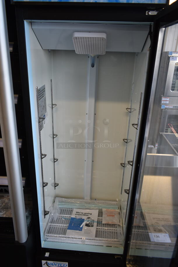 BRAND NEW SCRATCH AND DENT! 2023 Avantco 178GDC15HCB Metal Commercial Single Door Reach In Cooler Merchandiser w/ Poly Coated Racks. 115 Volts, 1 Phase. Tested and Working! - Image 5 of 9