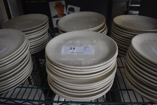 24 White Ceramic Plates. 9x9x1 24 Times Your Bid!