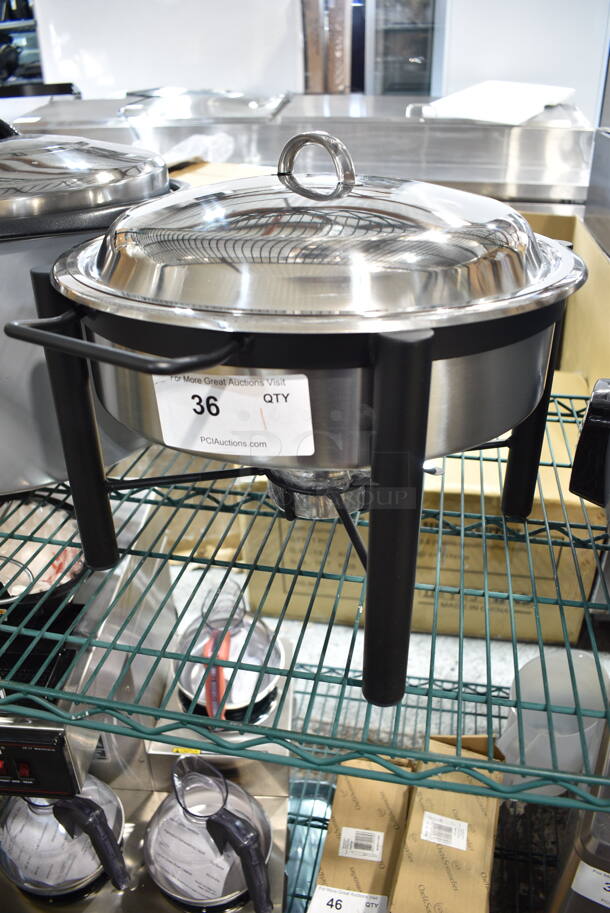 BRAND NEW SCRATCH AND DENT! Acopa 6 Qt. Wrought Iron Pillar Chafer w/ Drop In and Lid.  - Image 2 of 4