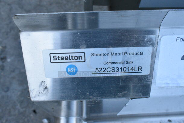 BRAND NEW SCRATCH AND DENT! Steelton 522CS31014LR 54" 18-Gauge Stainless Steel Three Compartment Commercial Sink with 2 Drainboards - 10" x 14" x 12" Bowls. No Legs.  - Image 7 of 7