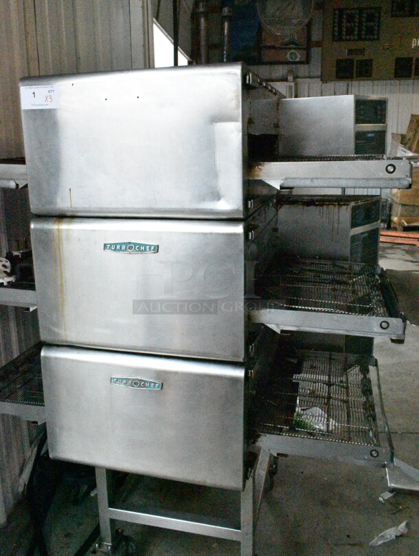 3 2016 Turbochef HhC2020 Stainless Steel Commercial Countertop Electric Powered Conveyor Rapid Cook Oven on Commercial Casters. 208/240 Volts, 1 Phase. 3 Times Your Bid!  - Image 5 of 11
