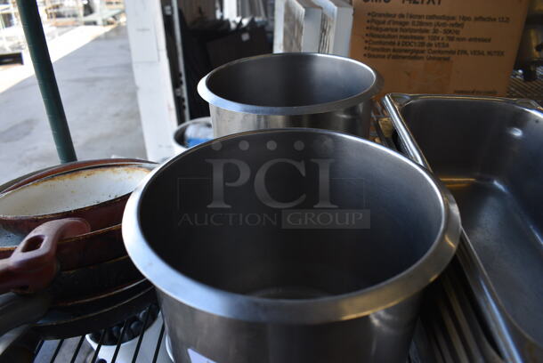 2 Stainless Steel Cylindrical Drop In Bins. 8.5x8.5x7.5. 2 Times Your Bid! - Image 2 of 3