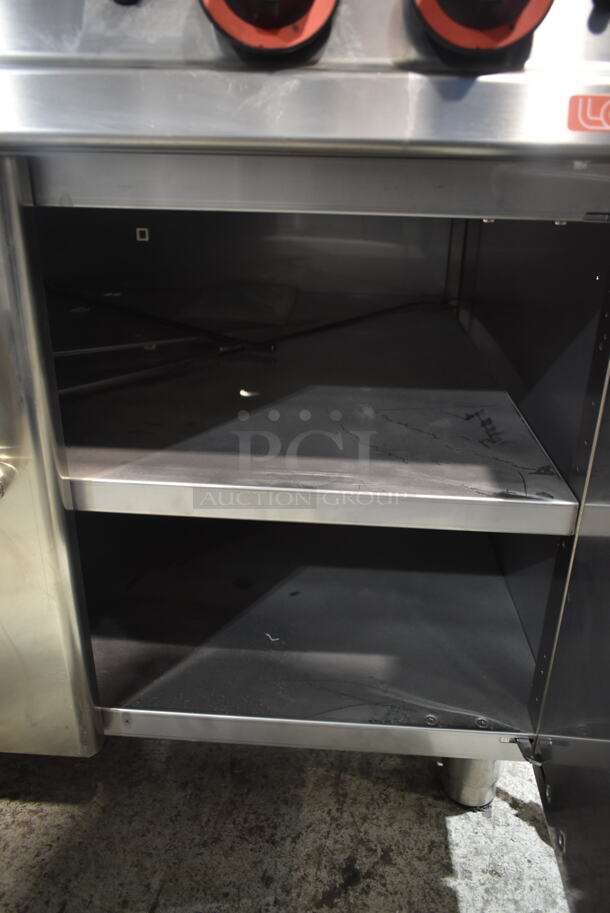 Lotus Stainless Steel Commercial Gas Powered 4 Burner Range w/ Center Burner, Under Shelf and 3 Doors. - Image 6 of 6