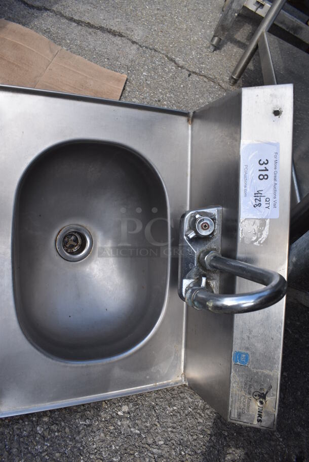 Eagle Stainless Steel Commercial Single Bay Wall Mount Sink w/ Faucet and Handles. - Image 4 of 4