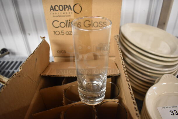 3 Boxes of 12 BRAND NEW IN BOX! Acopa Collins Glasses. Missing 4 Glasses. 2.5x2.5x6.5. 3 Times Your Bid! - Image 2 of 4