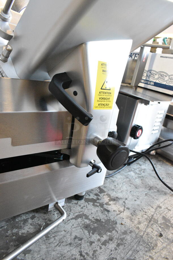 BRAND NEW SCRATCH AND DENT! Estella 348SLA13 Stainless Steel Commercial Countertop 13" Heavy-Duty Automatic Meat Slicer with Manual Use Option. 115 Volts, 1 Phase. Tested and Working! - Image 8 of 12