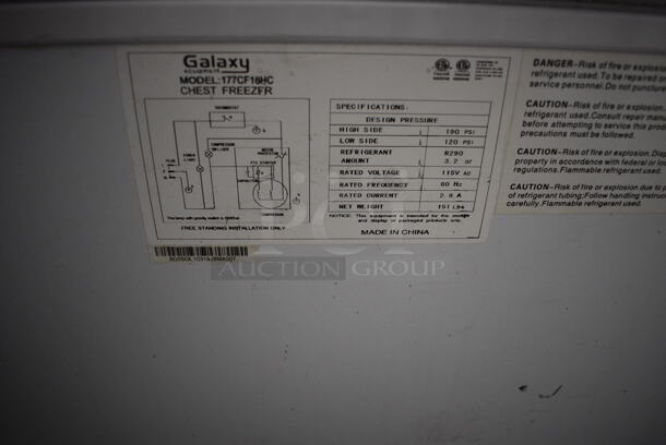 Galaxy Model 177CF16HC Metal Chest Freezer. 115 Volts, 1 Phase. 60x28x33. Tested and Working! - Image 5 of 5