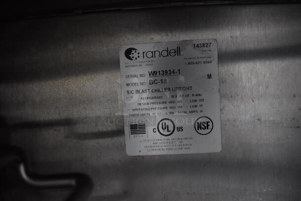 2015 Randell BC-18 Stainless Steel Commercial Floor Style Blast Chiller. 115/230 Volts, 1 Phase. 40x36x71 - Image 5 of 6