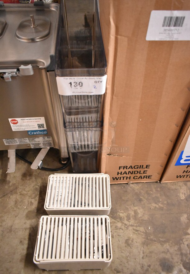 BRAND NEW SCRATCH AND DENT! Lot of 2 Hoppers and 2 Drip Tray to Refrigerated Beverage Machine.