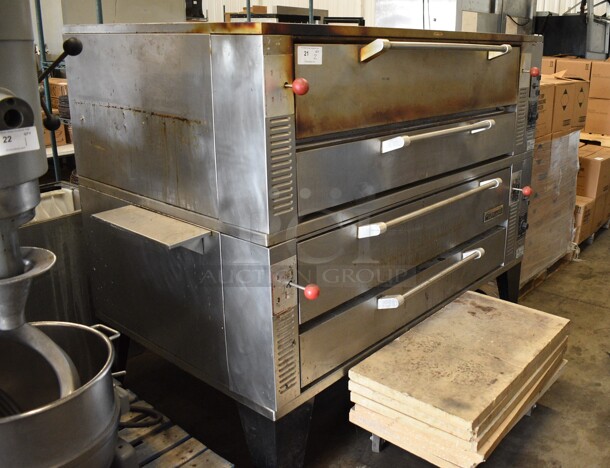 2 Garland Model GPD60 Stainless Steel Commercial Natural Gas Powered Single Deck Pizza Ovens w/ Cooking Stones on Metal Legs. 122,000. 81x49x64. 2 Times Your Bid!