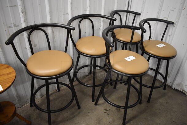 2 Black Metal Chairs w/ Tan Seat Cushion. 22x22x32. 2 Times Your Bid! - Image 4 of 4