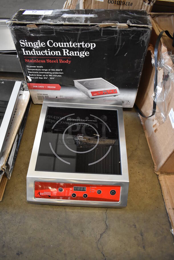 BRAND NEW IN BOX! Avantco 177IC3500 Stainless Steel Commercial Countertop Electric Powered Single Burner Induction Range. 208-240 Volts, 1 Phase. 13x17x4. Tested and Working! - Image 2 of 7