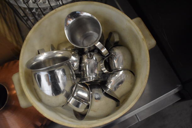 ALL ONE MONEY! Lot of Various Items Including Metal Basket, Metal Cream Pitchers and Thermometers - Image 2 of 5