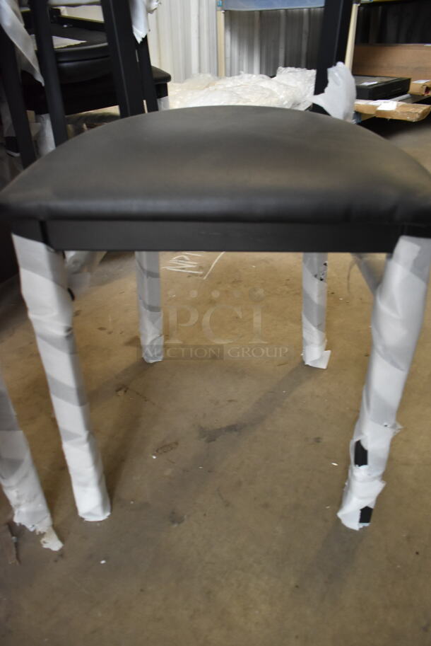 12 BRAND NEW SCRATCH AND DENT! Lancaster Table & Seating Black Metal Dining Height Chair w/ Black Cushion. 12 Times Your Bid! - Image 4 of 6