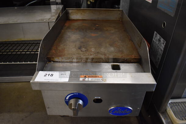Globe Stainless Steel Commercial Countertop Natural Gas Powered Flat Top Griddle. 15x29x13 - Image 1 of 6