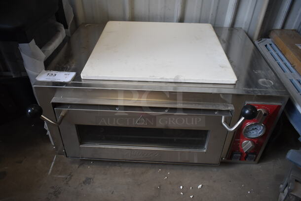 BRAND NEW SCRATCH AND DENT! Avantco 177DPO18S Stainless Steel Commercial Countertop Electric Powered Single Deck Pizza Oven w/ Cooking Stone. 120 Volts, 1 Phase. Tested and Working! - Image 2 of 6
