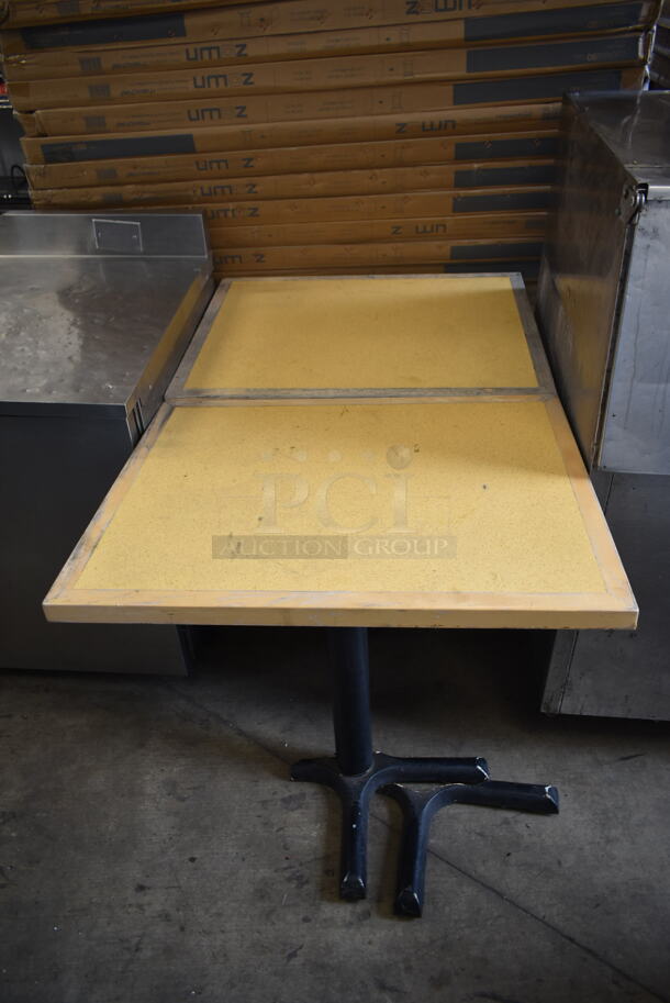 2 Dining Height Tables on Black Metal Table Bases. 2 Times Your Bid! - Image 1 of 4
