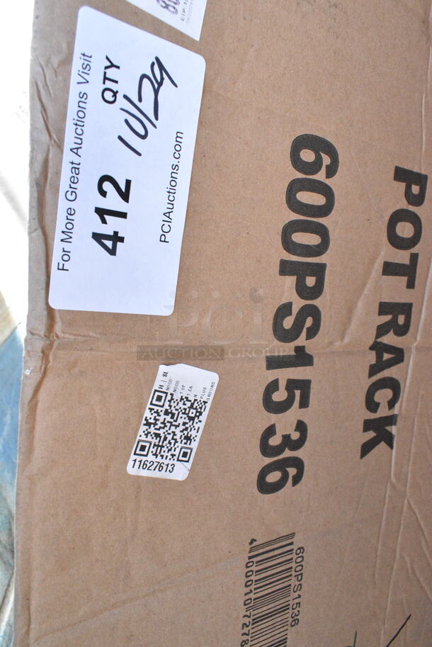 BRAND NEW SCRATCH AND DENT! Regency 600PS1536 15" x 36" Stainless Steel Wall Mounted Pot Rack with Shelf and 18 Galvanized Hooks. May Be Missing Pieces. - Image 3 of 3