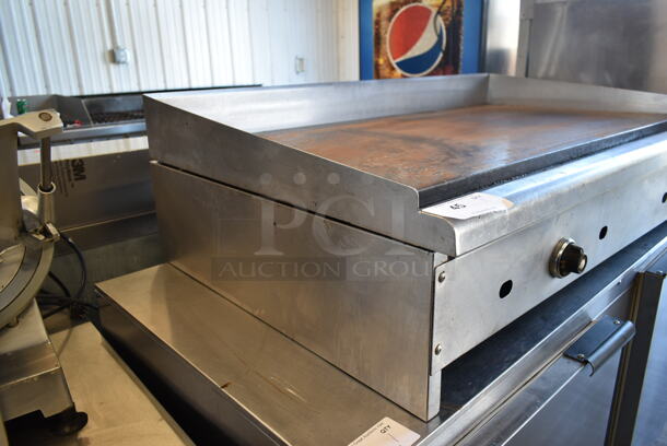 Imperial Stainless Steel Commercial Countertop Natural Gas Powered Flat Top Griddle.  - Image 7 of 9