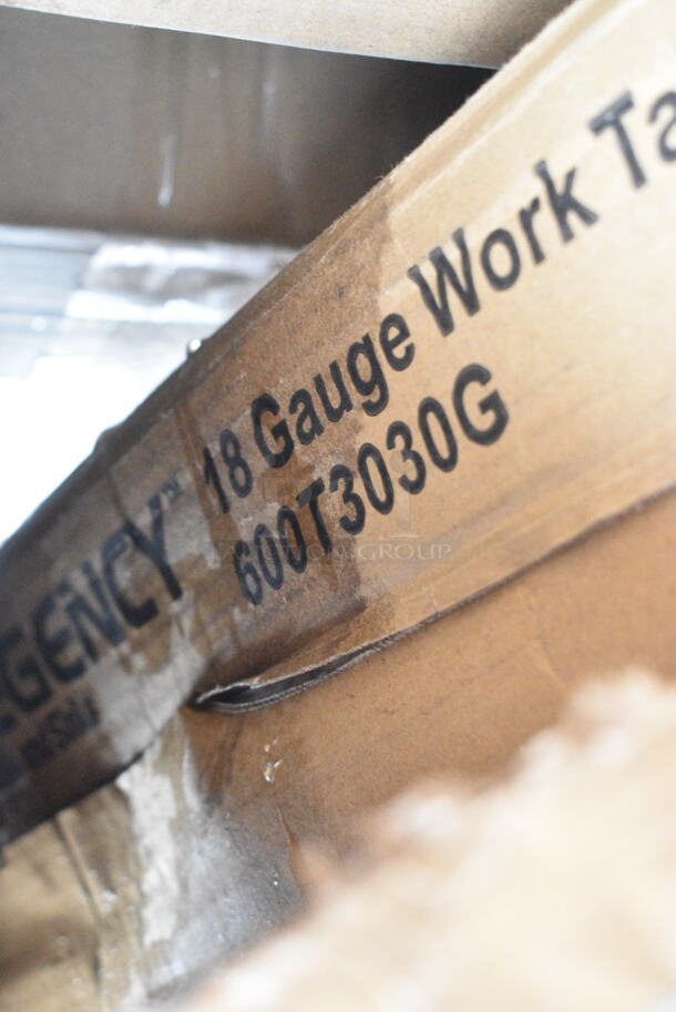 2 BRAND NEW SCRATCH AND DENT! Items Including Regency 460EB2436 24" x 36" NSF Black Epoxy Wire Shelf and Regency 600T3030G 30" x 30" 18-Gauge 304 Stainless Steel Commercial Work Table with Galvanized Legs and Undershelf. 2 Times Your Bid! May Be Missing Pieces.  - Image 4 of 4