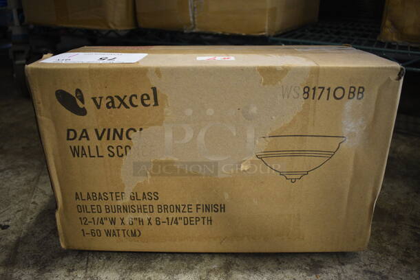 BRAND NEW SCRATCH AND DENT! Vaxcel WS81710BB Alabaster Glass Oiled Burnished Bronze Finish Light Fixture.  - Image 1 of 3
