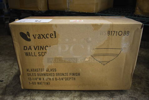 BRAND NEW SCRATCH AND DENT! Vaxcel WS81710BB Alabaster Glass Oiled Burnished Bronze Finish Light Fixture. 