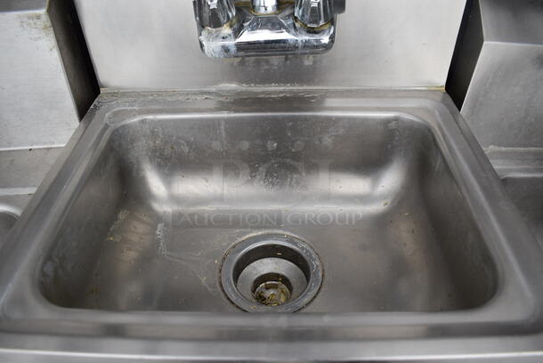 Stainless Steel Single Bay Wall Mount Sink w/ Faucet and Handles. 17x17x24 - Image 4 of 5