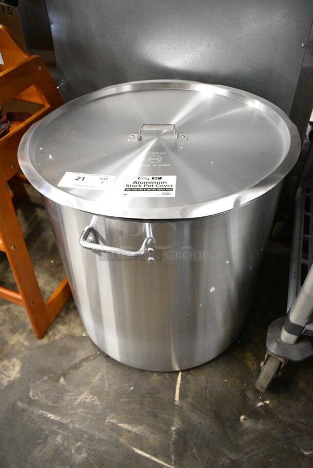 BRAND NEW SCRATCH AND DENT! Choice 471SP160QTHD 160 Qt. Heavy Weight Aluminum Stock Pot w/ Choice 471SPC140 - Image 1 of 6