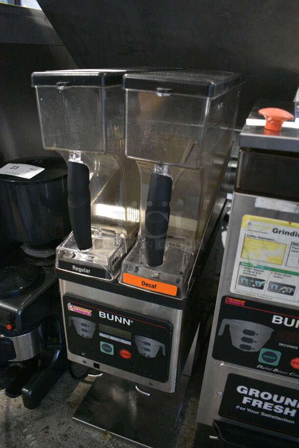 2013 Bunn MHG Stainless Steel Commercial Countertop 2 Hopper Coffee Bean Grinder. 120 Volts, 1 Phase. 10x16x29.5. Tested and Working! - Image 3 of 6